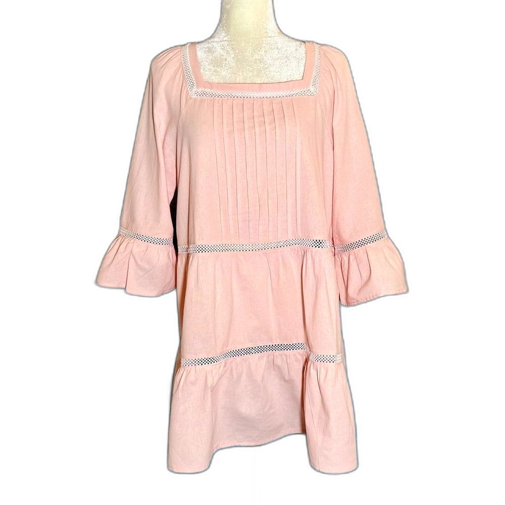 🌟 MISSLOOK Cotton Blend Tiered Babydoll Mini Dress Tunic Sz M
